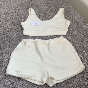 Revolve NWT Lovers + Friends Cozy Fuzzy Short Set